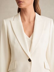 Кремовый - Reiss Millie Single-Breasted Peak-Lapel Tailored Blazer - Image 4 of 7