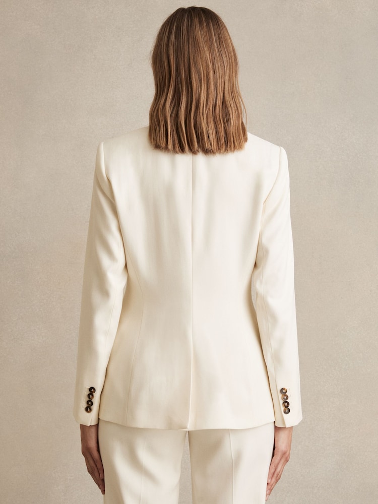 Crème - Reiss Millie Simple boutonnage Peak-Lapel habillé Blazer - Image 5 of 7