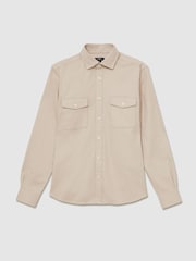 Reiss Stone Whisper Stretch-Cotton Twill Twin-Pocket Overshirt - Image 2 of 6
