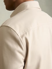 Reiss Stone Whisper Stretch-Cotton Twill Twin-Pocket Overshirt - Image 5 of 6