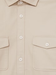 Reiss Stone Whisper Stretch-Cotton Twill Twin-Pocket Overshirt - Image 6 of 6
