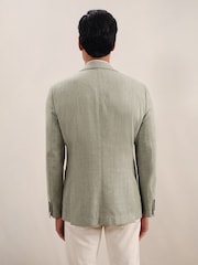 Reiss Sage Green Stack Slim-Fit Single-Breasted Wool-Blend Textured Blazer - Image 5 of 8