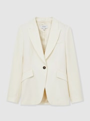Crème - Reiss Millie Single-Breasted Peak-Lapel Tailored Blazer - Image 2 of 8