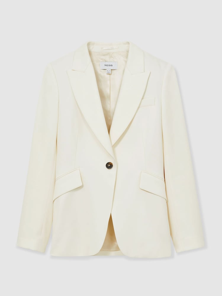 Crème - Reiss Millie Single-Breasted Peak-Lapel Tailored Blazer - Image 2 of 8