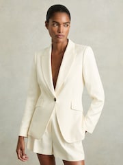 Crème - Reiss Millie Single-Breasted Peak-Lapel Tailored Blazer - Image 6 of 8