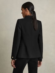 Reiss Black Tally Petite Tailored Fit Textured Double Breasted Blazer - Image 5 of 7