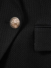 Reiss Black Tally Petite Tailored Fit Textured Double Breasted Blazer - Image 6 of 7
