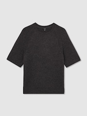 Gemêleerd antraciet - Reiss Dalton Wool Blend Heavy Knit T-Shirt - Image 2 of 5