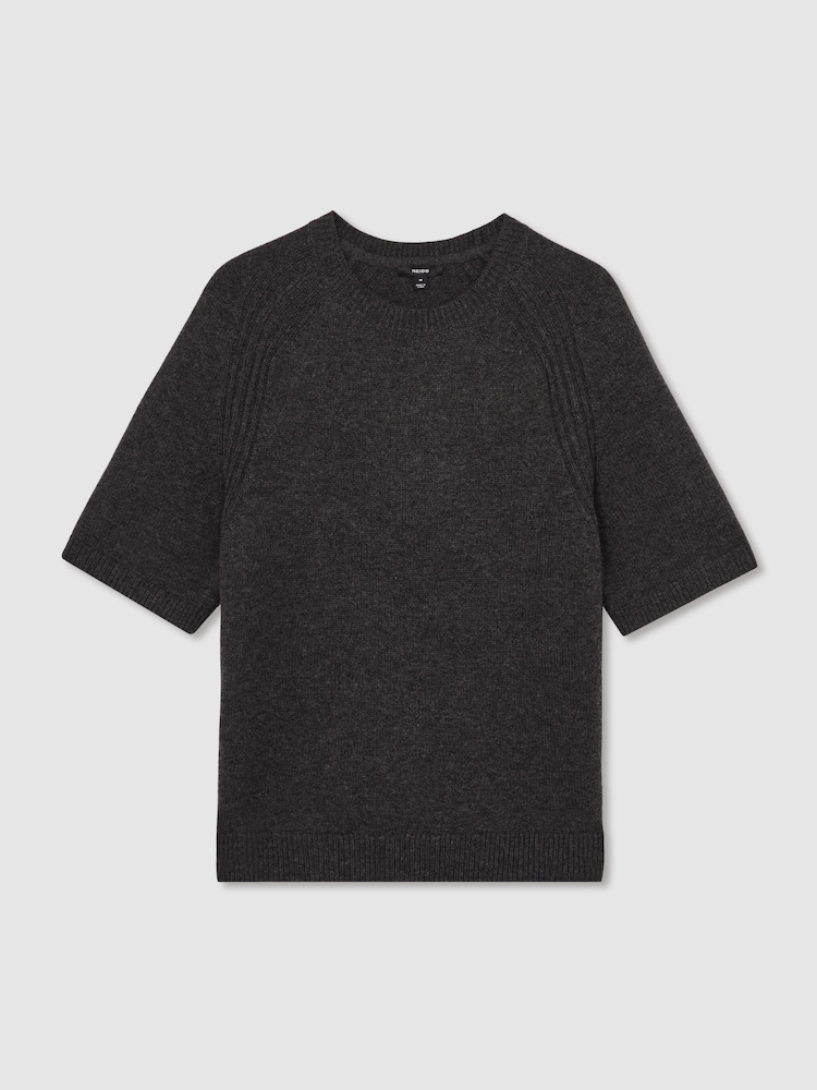 Gemêleerd antraciet - Reiss Dalton Wool Blend Heavy Knit T-Shirt - Image 2 of 5