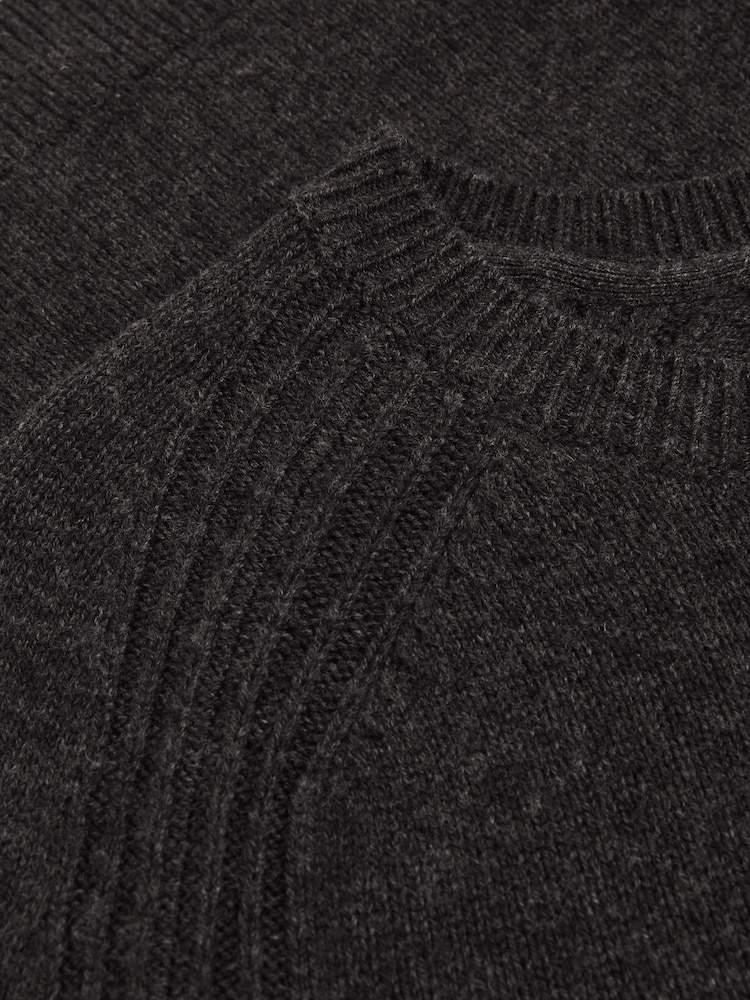Gemêleerd antraciet - Reiss Dalton Wool Blend Heavy Knit T-Shirt - Image 5 of 5