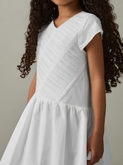 Reiss Ivory Bessie 13-14 yrs Cotton Tucked-Pleat Dress - Image 3 of 4