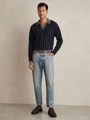 قميص بولو مخطط بياقة مفتوحة من الصوف تشكيلة Winslow من Reiss - صورة 3 من 6