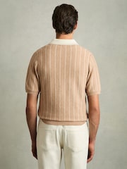 Reiss Camel Worthy Wool Striped-Knit Short-Sleeve Shirt - Image 5 of 6