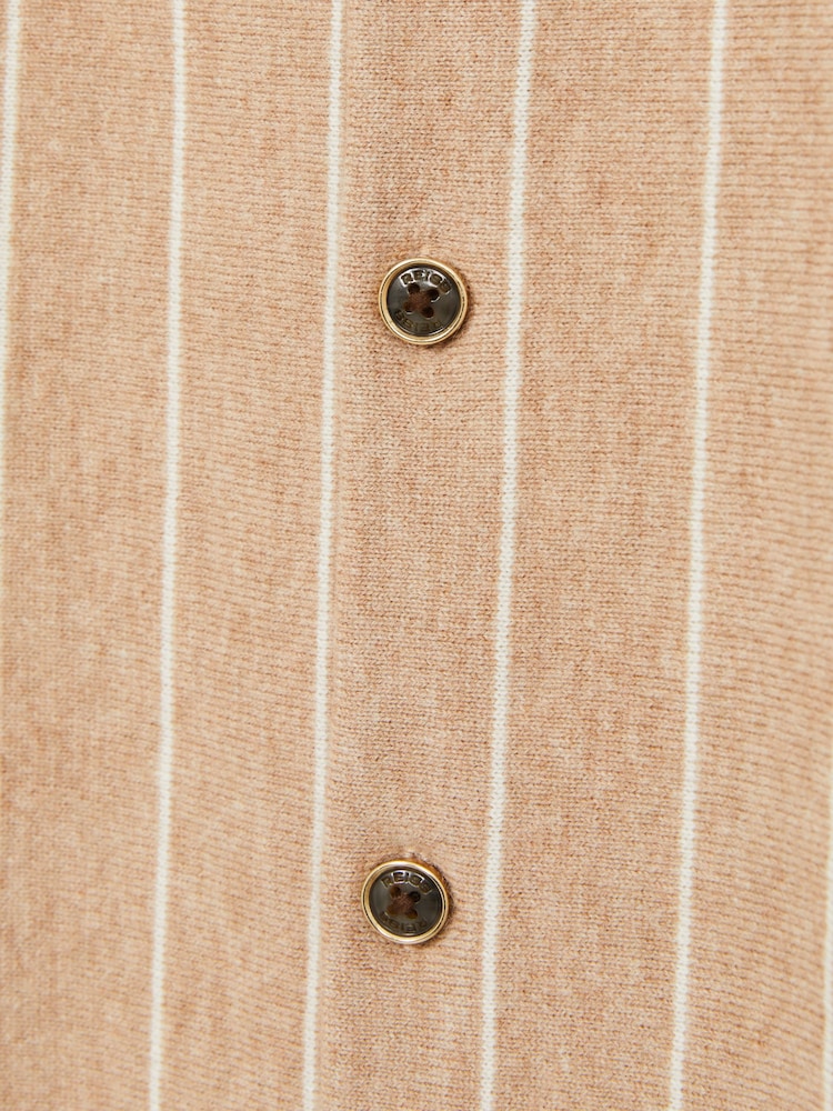 Reiss Camel Worthy Wool Striped-Knit Short-Sleeve Shirt - Image 6 of 6
