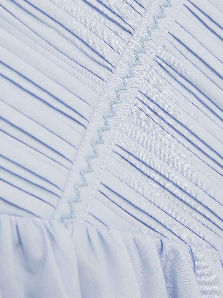 Reiss Blue Bessie 4-9 yrs Cotton Tucked-Pleat Dress - Image 4 of 4