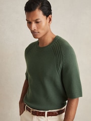 Reiss Kale Green Dalton Wool Blend Heavy Knit T-Shirt - Image 1 of 6