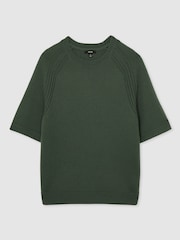 Reiss Kale Green Dalton Wool Blend Heavy Knit T-Shirt - Image 2 of 6