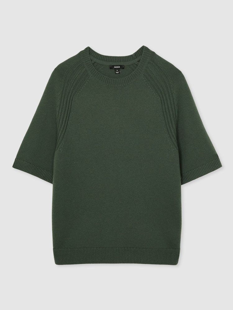 Reiss Kale Green Dalton Wool Blend Heavy Knit T-Shirt - Image 2 of 6