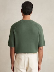 Reiss Kale Green Dalton Wool Blend Heavy Knit T-Shirt - Image 5 of 6
