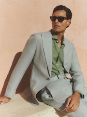 Vert océan - Reiss Warner Linen Single-Breasted Suit Blazer Slim-Fit - Image 1 de 9