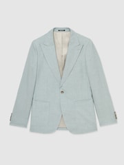 Vert océan - Reiss Warner Linen Single-Breasted Suit Blazer Slim-Fit - Image 2 de 9