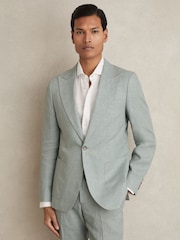 Vert océan - Reiss Warner Linen Single-Breasted Suit Blazer Slim-Fit - Image 3 de 9