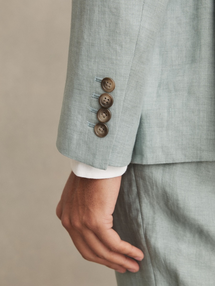 Vert océan - Reiss Warner Linen Single-Breasted Suit Blazer Slim-Fit - Image 7 of 9