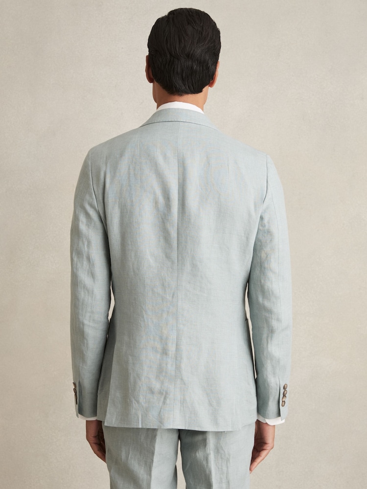 Vert océan - Reiss Warner Linen Single-Breasted Suit Blazer Slim-Fit - Image 8 of 9