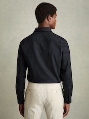 Reiss Navy Whisper Stretch-Cotton Twill Twin-Pocket Overshirt - Image 5 of 6