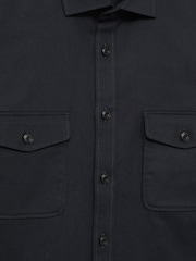 Reiss Navy Whisper Stretch-Cotton Twill Twin-Pocket Overshirt - Image 6 of 6