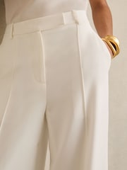 Reiss White Sierra Crepe Wide-Leg Tailored Trousers - Image 4 of 6