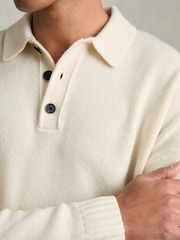 Reiss Off White Jacob Wool Blend Long Sleeve Polo Shirt - Image 4 of 6