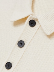 Reiss Off White Jacob Wool Blend Long Sleeve Polo Shirt - Image 6 of 6