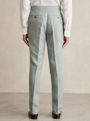 Vert océan - Pantalon de costume Reiss Warner en lin coupe ample - Image 6 of 7