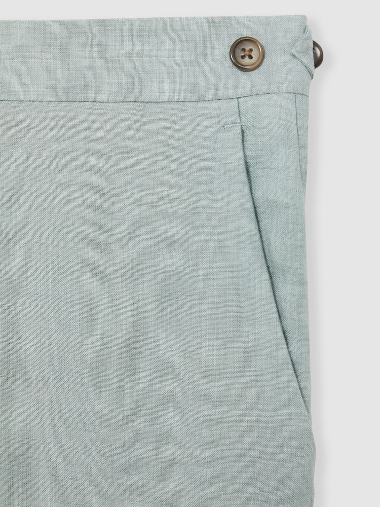 Vert océan - Pantalon de costume Reiss Warner en lin coupe ample - Image 7 of 7