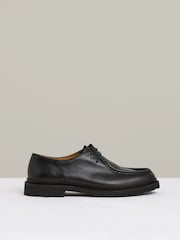 Reiss Black Hatton Leather Moccasin-Toe Lace-Up Shoes - Image 1 of 5