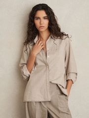 Reiss Neutral Nova Relaxed Long-Sleeve Shirt With Wool - Image 1 of 6