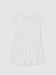 Reiss Ivory Bessie 9-13 yrs Cotton Tucked-Pleat Dress - Image 2 of 4
