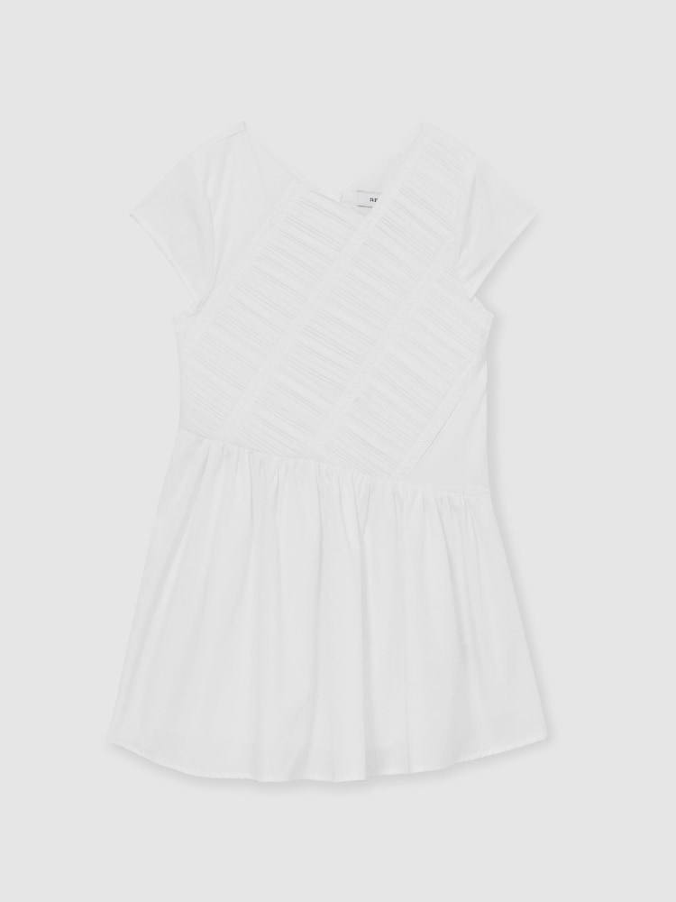 Reiss Ivory Bessie 9-13 yrs Cotton Tucked-Pleat Dress - Image 2 of 4