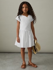 Reiss Ivory Bessie 9-13 yrs Cotton Tucked-Pleat Dress - Image 3 of 4