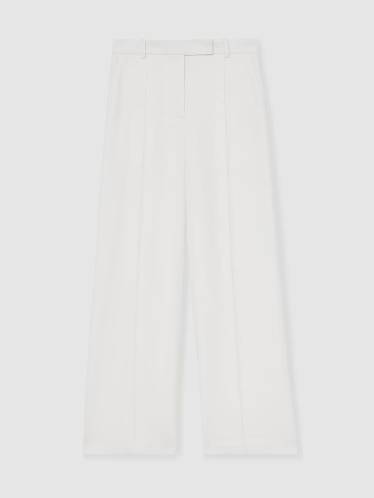 Reiss White Sierra Petite Crepe Wide-Leg Tailored Trousers - Image 2 of 7