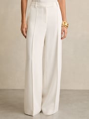 Reiss White Sierra Petite Crepe Wide-Leg Tailored Trousers - Image 3 of 7