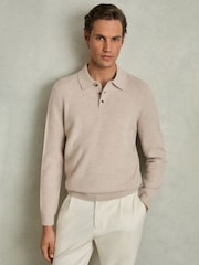 Овсяный - Рубашки поло из фактурной шерсти Reiss Kingsley - Image 1 of 7