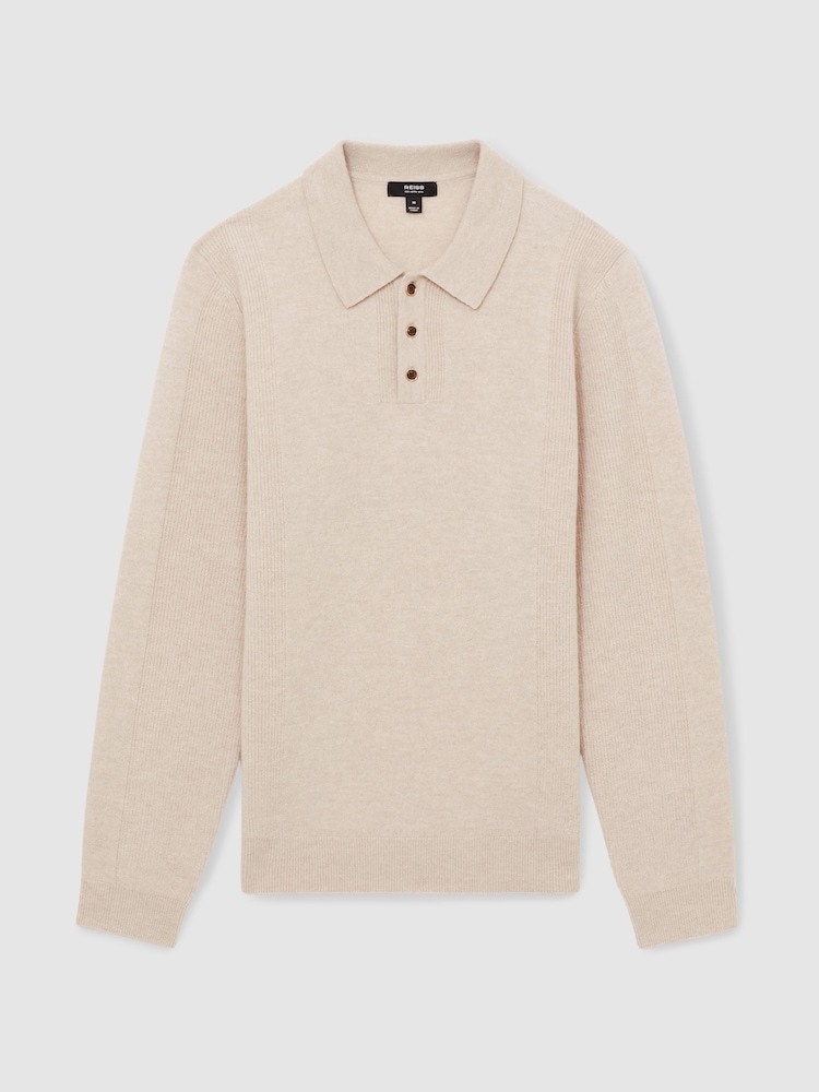 Овсяный - Рубашки поло из фактурной шерсти Reiss Kingsley - Image 2 of 7