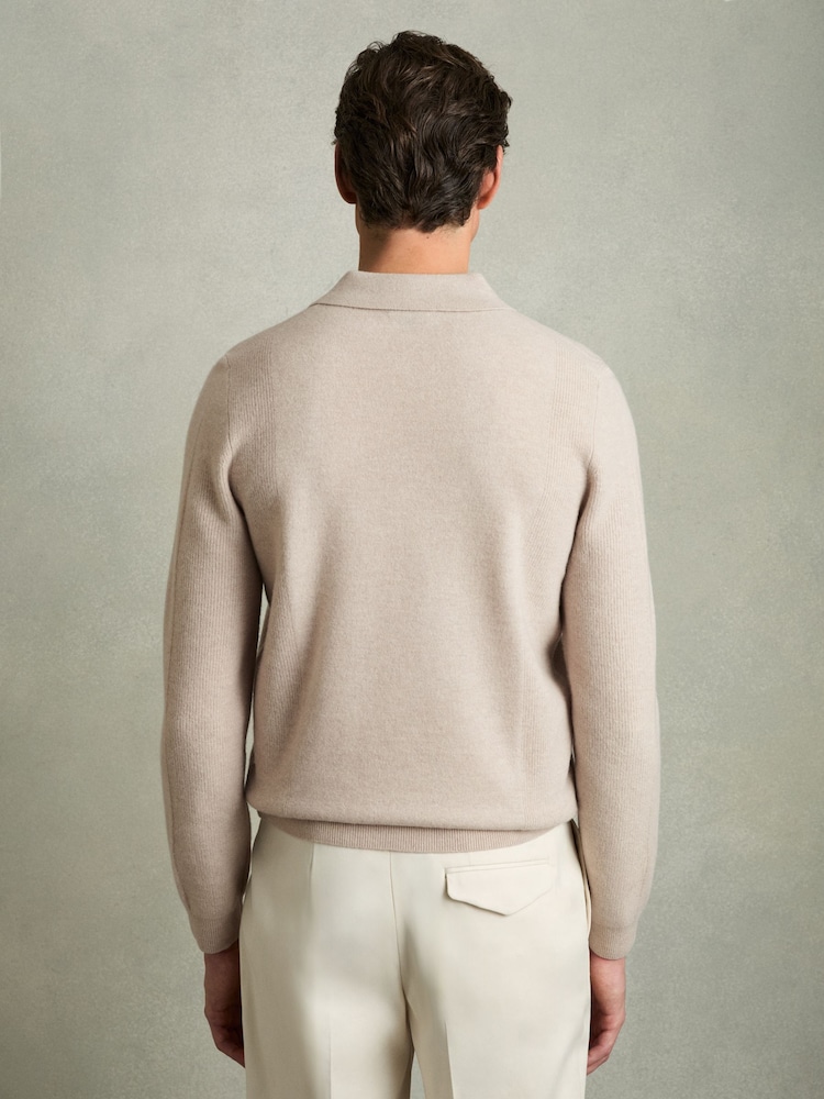 bouillie d'avoine - Polos longs en laine texturée à manches longues Reiss Kingsley - Image 6 of 7