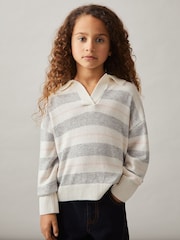 كنزة مخططة بياقة من مزيج صوف وكشمير Eden من Reiss - صورة 1 من 4