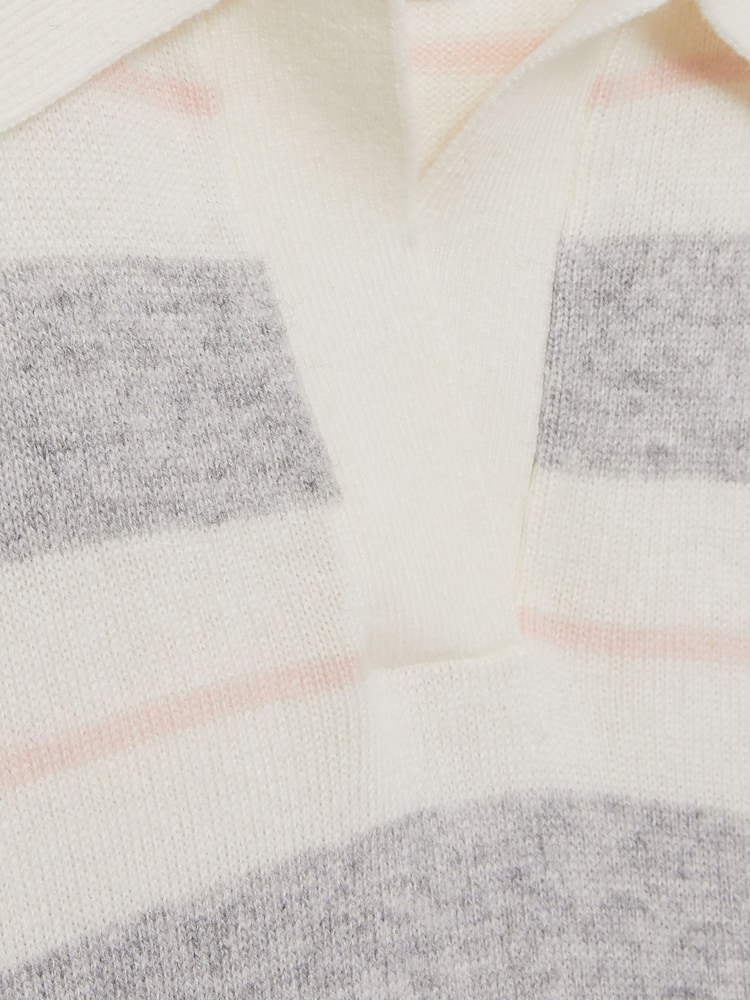 Reiss Grey Eden 4-9 yrs Wool-Blend Striped Collared Jumper With Cashmere - Image 4 of 4