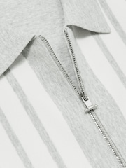 Reiss Grey Melange/White Ambient Striped Zip Through Knitted Jacket - Image 6 of 6