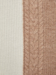 Reiss Camel Poland Wool Colourblock Knitted Shirt - Image 6 of 6