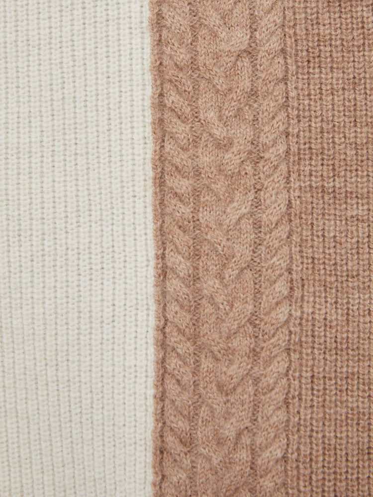 Reiss Camel Poland Wool Colourblock Knitted Shirt - Image 6 of 6